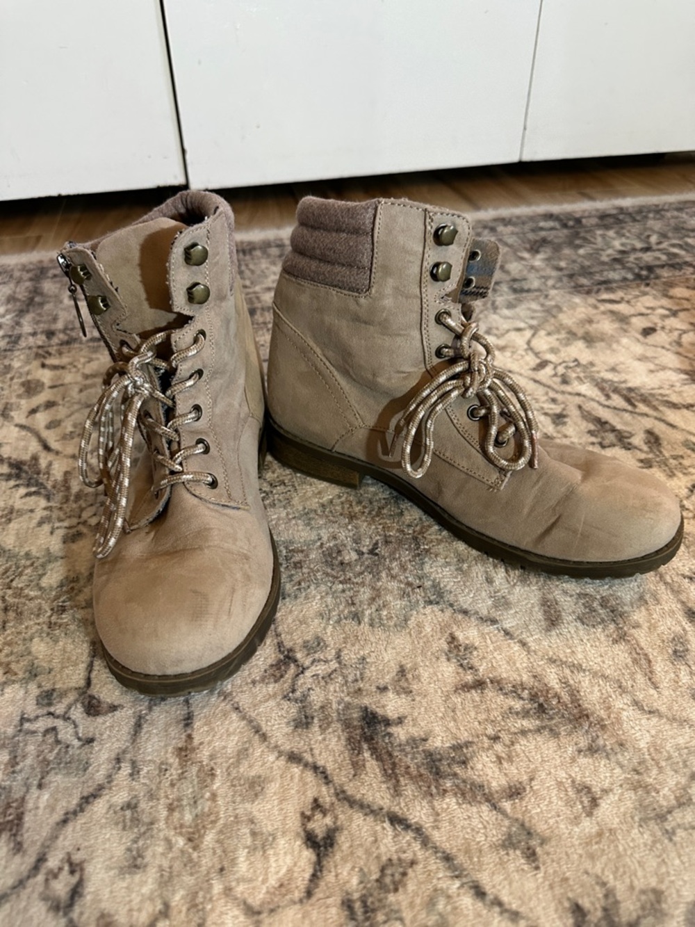 The Academy Brand Taupe Suede Lace-Up Ankle Boots